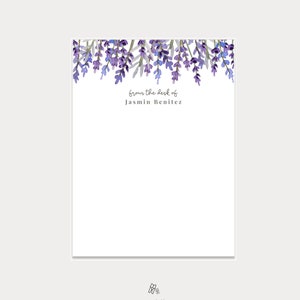 Blocs-notes personnalisés, Blocs-notes personnalisés à fleurs lavande, Papeterie nature personnalisée