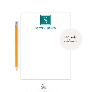 Initiale monogramme personnalisée avec blocs-notes nom, bloc-notes personnalisés, papeterie personnalisée