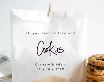 Love and Cookies Favor Bag, Wedding Party Favor Bags, All You Need is Love and Cookies