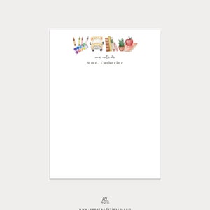 French Teacher Appreciation Gift, Teacher Notepads, Personalized Stationery