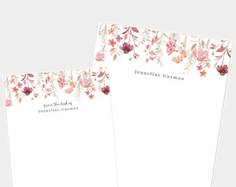 Blocs de notas personalizados, Blocs de notas personalizados ilustrados de flores silvestres, papelería personalizada