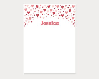 Personalized Name Notepads, Girls Stationery, Valentine's Day Gift, Customized Notepads, Personalized Stationery