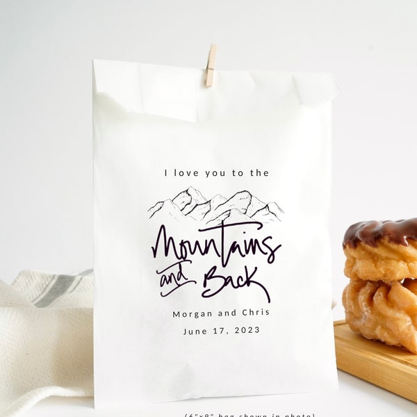 Personalized Mountain Wedding Favor Bags - I love You to the Mountains and Back, White (Bags only)