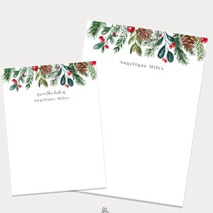 Personalized Christmas Holiday Notepad, Christmas Stationery, Customized Writing Pad