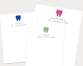 Personalized Dentist Notepads, Pediatric Dentist Gift, Dental Hygienist Appreciation Week, Custom Stationery