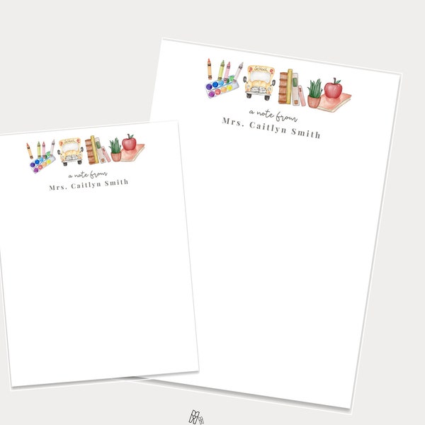 Teacher Appreciation Gift, Teacher Notepads, Personalized Stationery