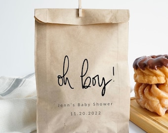 Oh Boy! - Personalized Party Favor Paper Bags, Baby Shower Favors, It's a Boy