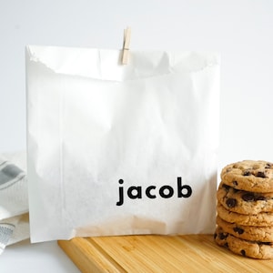 Personalized Birthday Favor Bags with Name - Grease-Resistant Food Safe Donut, Cookie, Minimalist Bags