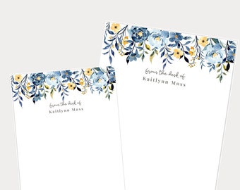 Gepersonaliseerde notitieblokken, met bloemen geïllustreerde aangepaste notitieblokken, aangepast briefpapier