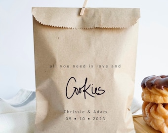 Love and Cookies Favor Bag, Wedding Party Favor Bags, All You Need is Love and Cookies