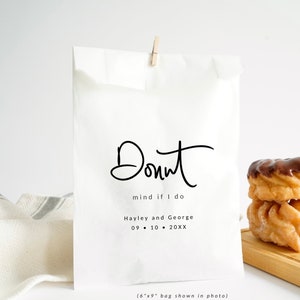 Donut Favor Bag Grease Resistant - Donut mind if I do, Donut Wedding, Party Paper Bags, Donut Wall, White Bags (Bags only)