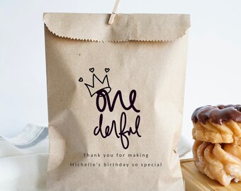 Onederful personalisierte Party Favor Bags - Erster Geburtstag Beute Taschen