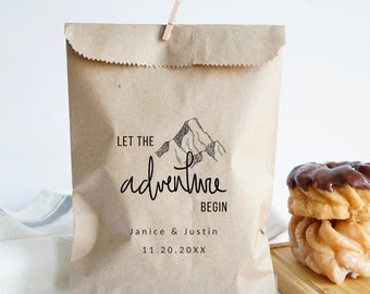 Let the Adventure Begin - Personalized Wedding Favor Bags - Trail Mix Bags