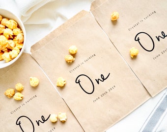 Erster Geburtstag Party Favor Papiertüten, 1st Geburtstag, Dankeschön Taschen, Cookie Taschen, personalisierte Geburtstagsgeschenke