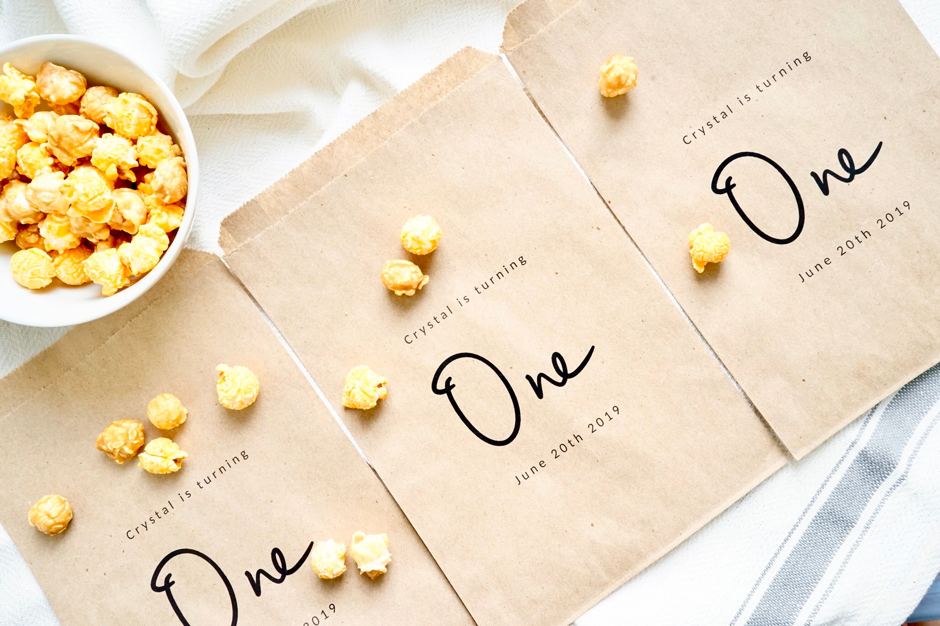 First Birthday Party Favor Paper Bags, 1st Birthday, Thank You Bags