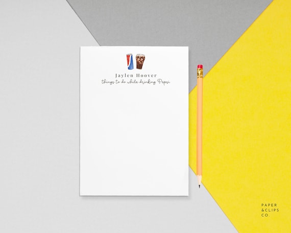 Personalized Pepsi Lover Notepad Stationery, Pepsi Lover Gift, Things To Do While Drinking Pepsi