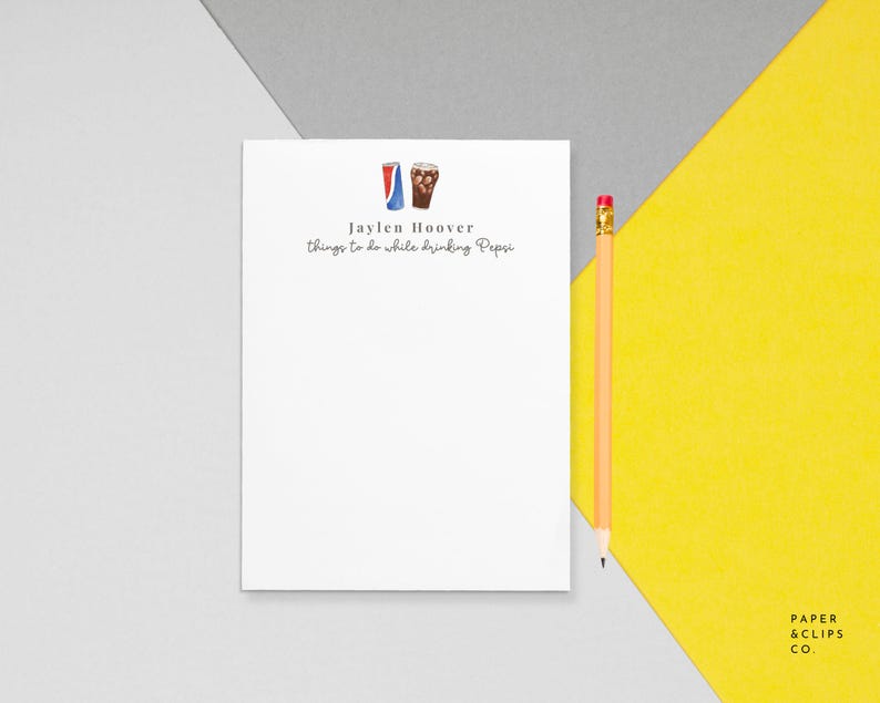 Give a thoughtful and useful gift for someone who loves Pepsi and needs to stay organized. Personalized notepads are exactly the gift they’d love.