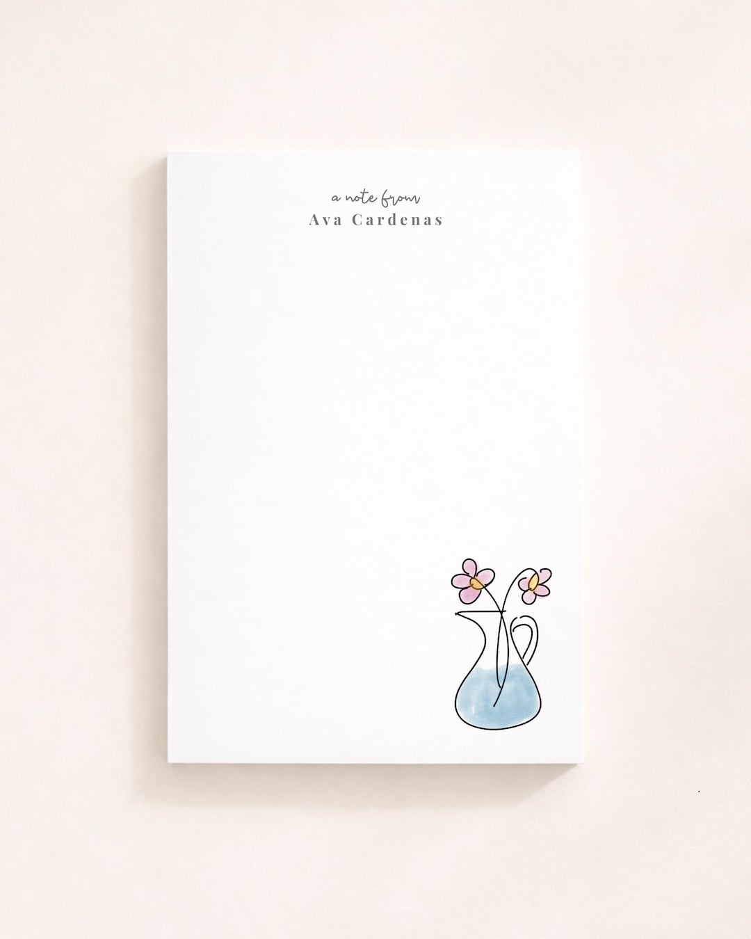 Personalized Notepad, Custom Name Notepad, Minimalist Floral Vase ...