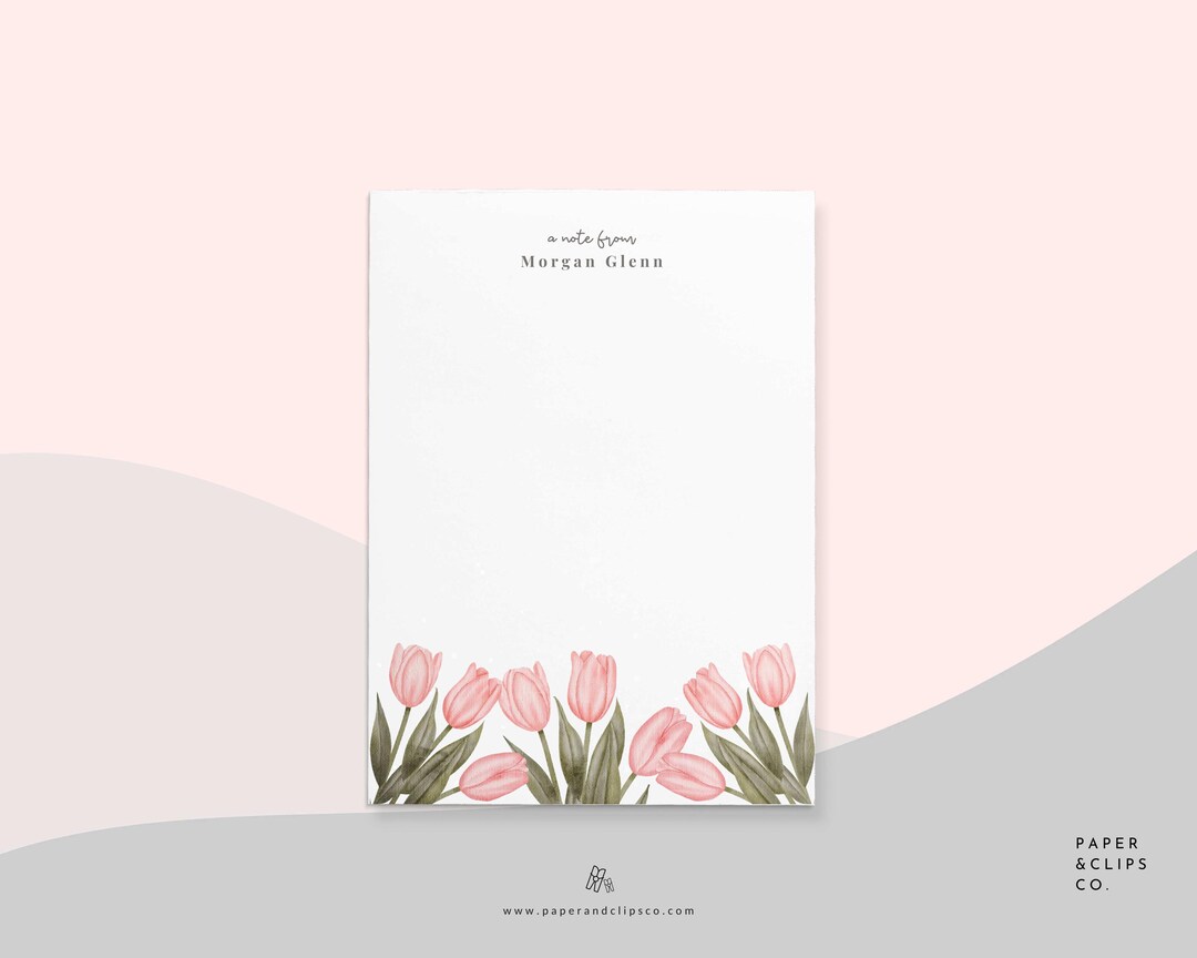 Personalized Tulips Notepads, Pastel Floral Illustrated Custom Notepads ...
