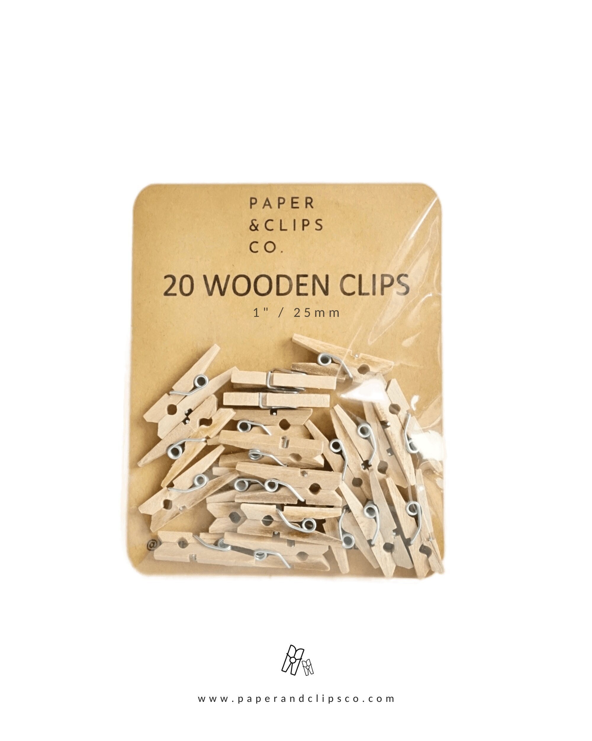 20 Brown Miniature Clothespins Wooden Clips 