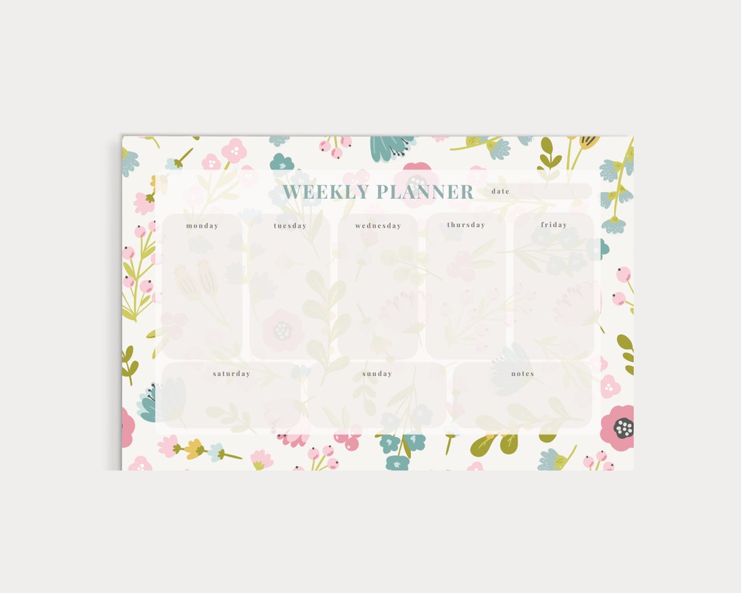 Personalized Floral Weekly Planner Notepads, Gift for Her, Custom Daisy ...