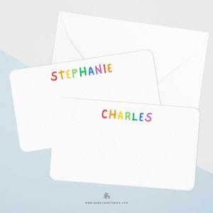 Lot de 12 cartes plates personnalisées arc-en-ciel, cartes de remerciement, papeterie amusante pour enfants