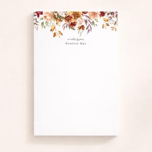Bloc de notas personalizado, bloc de notas personalizado con ilustraciones florales de otoño, papelería personalizada
