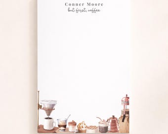Personalized Coffee Lover Notepad, Coffee Lover Gift, But First Coffee Stationery, Things To Do After Coffee