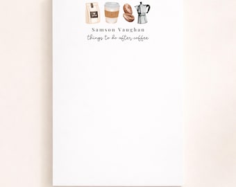 Personalized Coffee Lover Notepad, Coffee Lover Gift, But First Coffee Stationery, Things To Do After Coffee