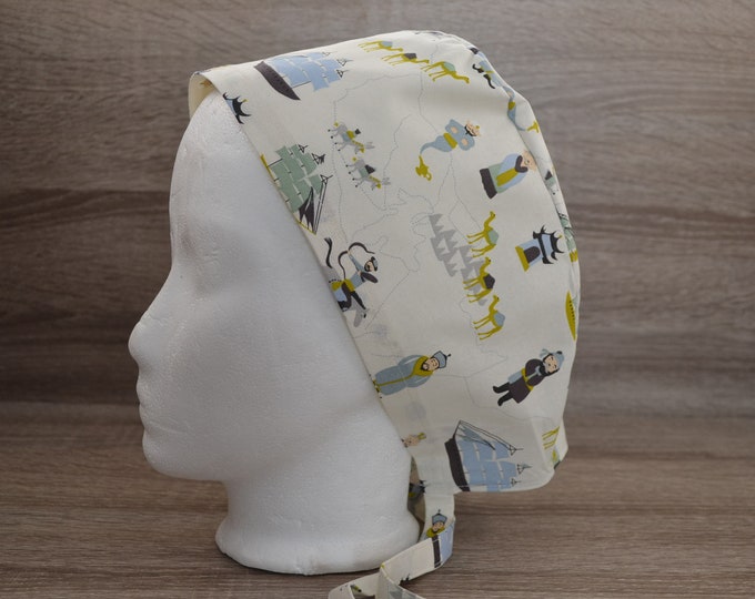 Surgical cap Mongolians, scrub cap, bandana, peeling cap, chef's cap, cosmetic cap, surgical caps, white Mongolia Asia, handmade