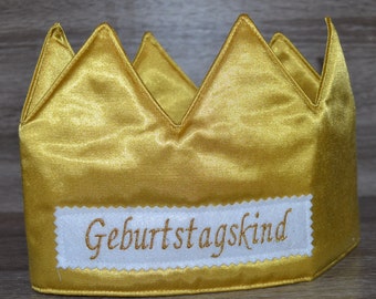 Geburtstagskrone gold, Krone, Kinderkrone, Namenskrone, unifarben Gold, Krone mit Namen, Geburtstagskrone mit Namen, Kindergeburtstag,