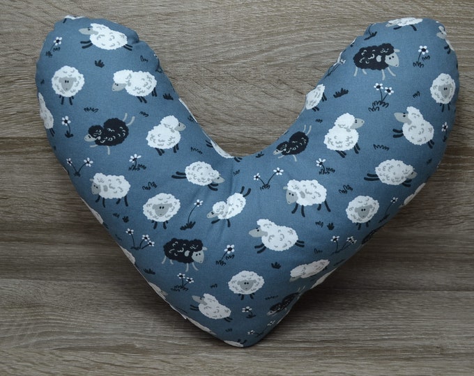 Heart pillows, chest heart pillows, mastectomy pillows, forearm pillows, breast surgery pillows, petrol with sheep, handmade