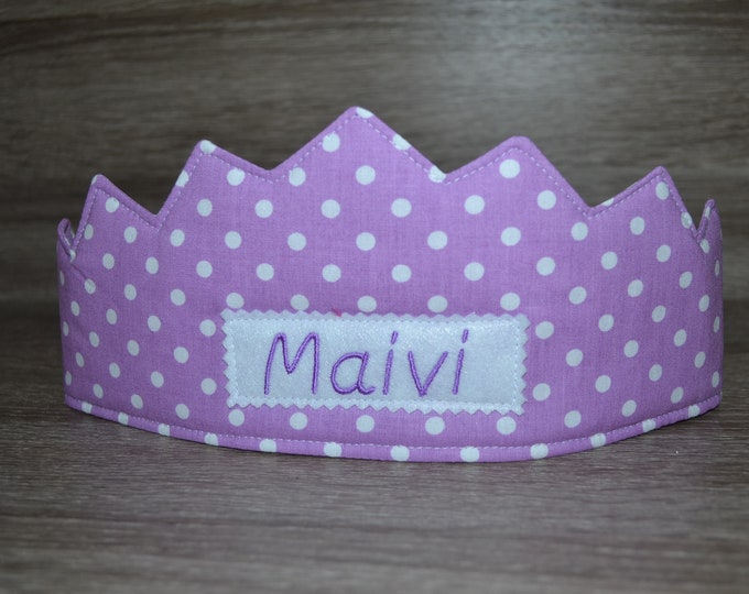 Birthday crown purple, crown, children's crown, name crown, purple dots, crown with name, birthday crown with name, children's birthday