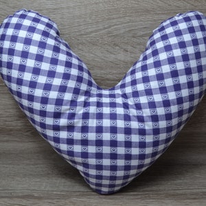 heart pillows, chest heart pillows, mastectomy pillows, forearm pillows, breast surgery pillows, purple white checkered, handmade