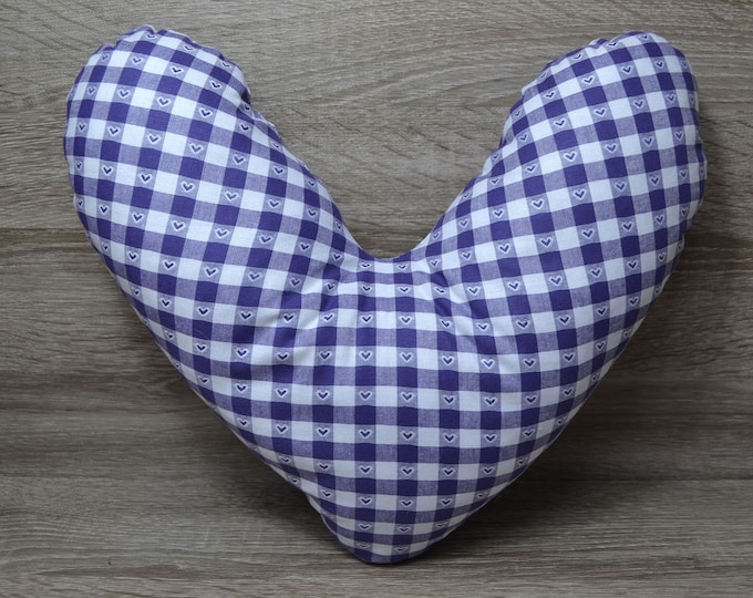 heart pillows, chest heart pillows, mastectomy pillows, forearm pillows, breast surgery pillows, purple white checkered, handmade