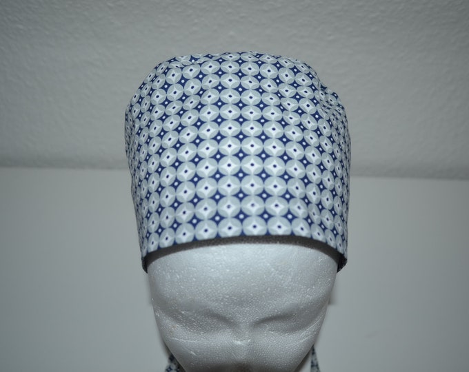 Surgical cap dot terry band, scrub cap, bandana, peeling cap, chef's hat, cosmetic cap, surgical caps, gray with dots, handmade