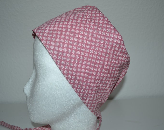 Surgical cap dots, scrub cap, bandana, cosmetic cap, chef's hat, peeling cap, surgical caps, pink with dots, handmade