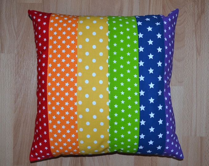 Cushion 40 x 40 cm rainbow, rainbow cushion 40 x 40 cm, cushion diversity, peace cushion rainbow, lucky cushion, cushion rainbow colours,