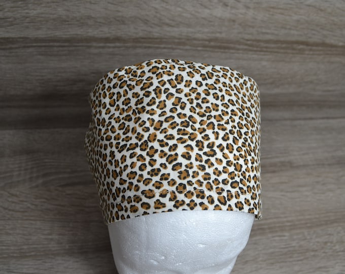 Leopard print surgical cap, scrub cap, bandana, cosmetic cap, exfoliating cap, leopard print animal print, leopard print surgical cap