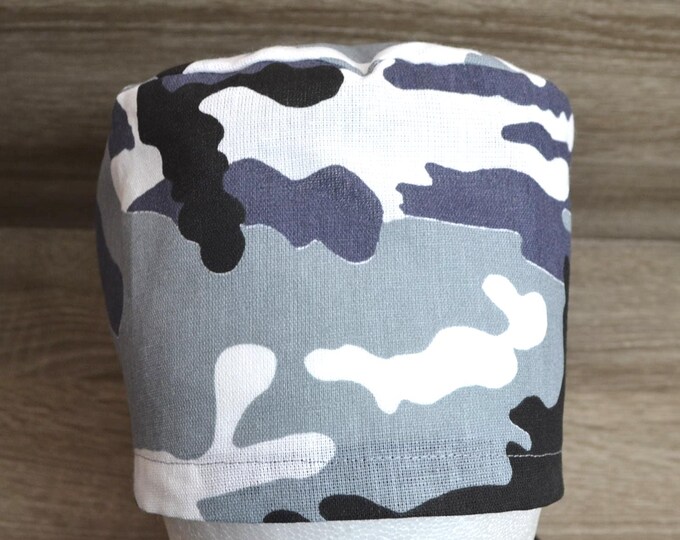 Surgical cap camouflage, scrub cap, bandana, peeling cap, cosmetic cap, chef's cap, camouflage cap in black grey, military surgical cap