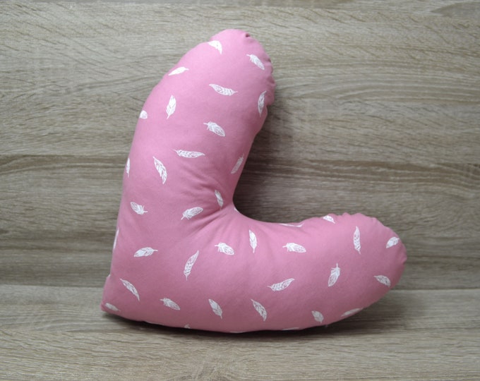 Heart pillow, chest heart pillow, mastectomy pillow, forearm pillow, breast surgery pillow, old pink with white feathers, handmade