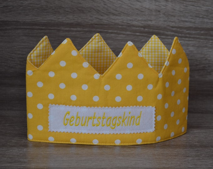 Birthday crown yellow, crown, children's crown, name crown, yellow dots, crown with name, birthday crown with name, children's birthday,