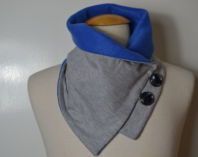 Button loop plain gray, button loops, loops, scarf, cotton jersey plain gray and blue fleece, wrap scarf, wrap loop, handemade