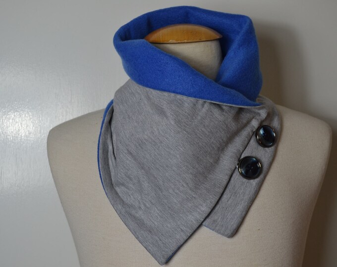 Button loop plain gray, button loops, loops, scarf, cotton jersey plain gray and blue fleece, wrap scarf, wrap loop, handemade