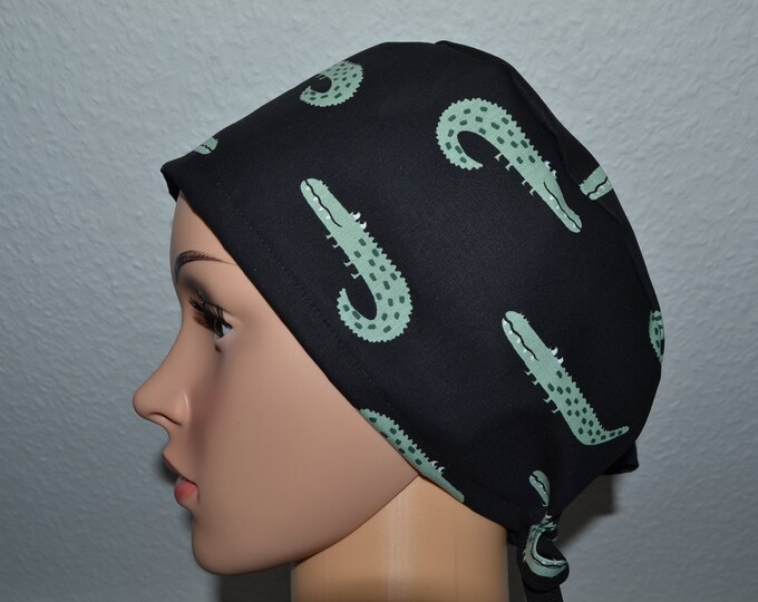 Surgical cap crocodile, scrub cap, bandana, cosmetic cap, cook's cap, cap with crocodiles, surgical caps zoo, handmade