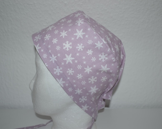 Surgical cap snowflake, scrub cap, bandana, cosmetic cap, peeling cap, chef's hat, purple with snowflakes, surgical caps Christmas, handmade