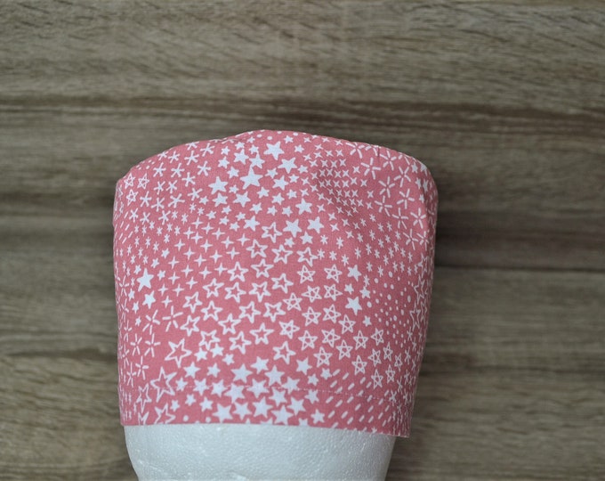 Surgical cap star, scrub cap, bandana, cosmetic cap, peeling cap, chef's hat, surgical caps, pink with stars, handmade