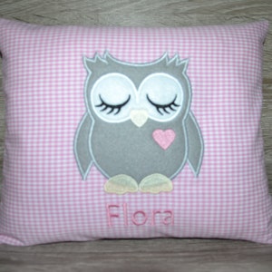 Pillow owl, owl pillow, name pillow with owl, owl pillow with name, baptism pillow owl, birth pillow owl, children&#39;s pillow owl, handmade