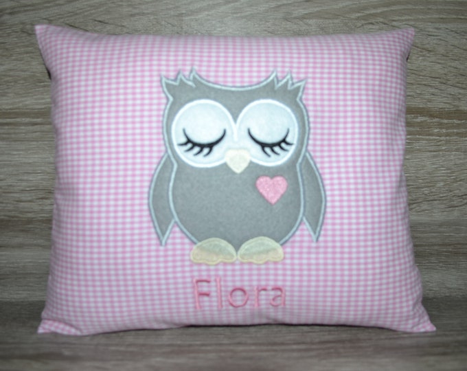 Pillow owl, owl pillow, name pillow with owl, owl pillow with name, baptism pillow owl, birth pillow owl, children's pillow owl, handmade