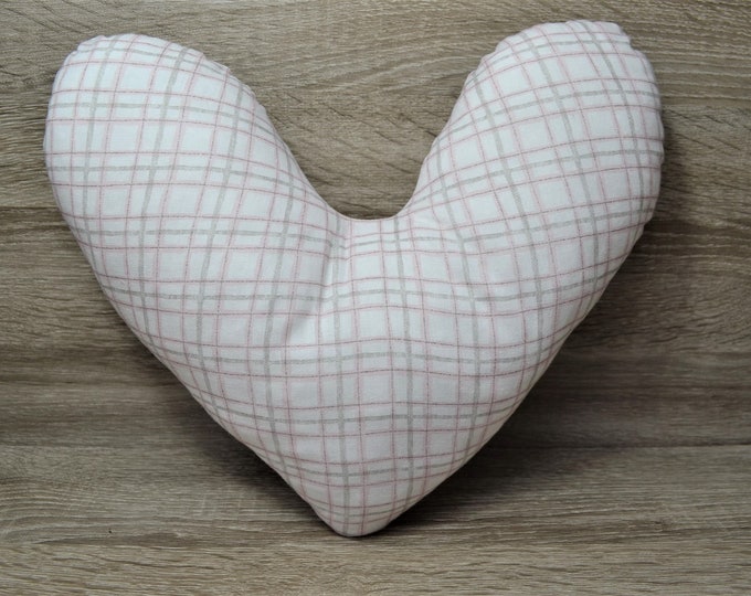 Heart pillow, breast heart pillow, mastectomy pillow, forearm pillow, breast surgery pillow, light beige with stripes, handmade